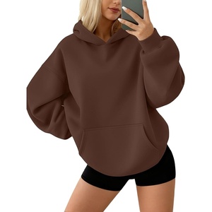 image:imageAUTOMET Womens Oversized Fleece Hoodies Pullover Sweatshirts Fall ClothesBrown