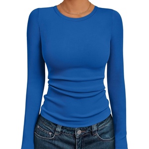 image:imageAUTOMET Womens Ribbed Long Sleeve Shirts Basic Top For Fall Work amp CasualRoyal Blue