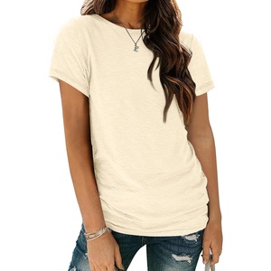 image:imageAUTOMET Womens Short Sleeve Crewneck Shirts Summer Basic Tops02cream