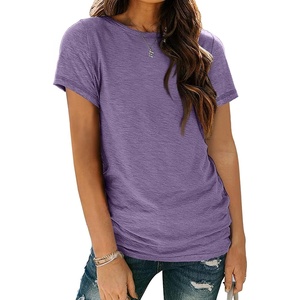 image:imageAUTOMET Womens Short Sleeve Crewneck Shirts Summer Basic Tops02lavenderpurple