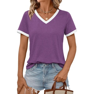 image:imageAUTOMET Womens Short Sleeve TShirts V Neck Summer Tops Comfy Clothes 2026Deeppurple