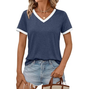image:imageAUTOMET Womens Short Sleeve TShirts V Neck Summer Tops Comfy Clothes 2026Navy