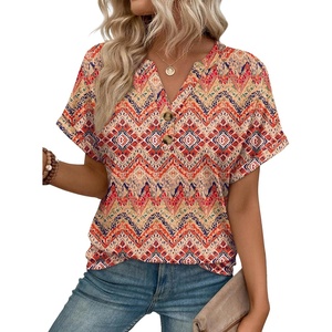 image:imageAUTOMET Womens Spring Tops 2026 Short Sleeve Shirts HenleyBoho E
