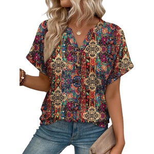 image:imageAUTOMET Womens Spring Tops 2026 Short Sleeve Shirts HenleyBoho a
