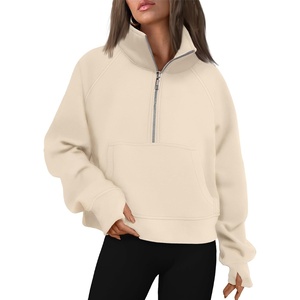 image:imageAUTOMET Womens Sweatshirts Half Zip Fleece Pullover Fall OutfitsApricot