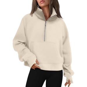 image:imageAUTOMET Womens Sweatshirts Half Zip Fleece Pullover Fall OutfitsBeige