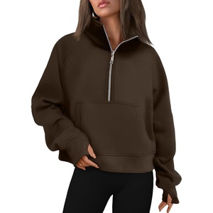 image:imageAUTOMET Womens Sweatshirts Half Zip Fleece Pullover Fall OutfitsCoffee