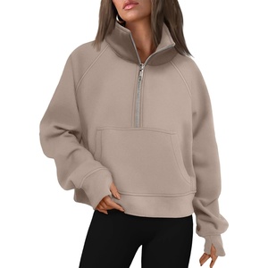 image:imageAUTOMET Womens Sweatshirts Half Zip Fleece Pullover Fall OutfitsCoffeegrey
