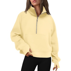 image:imageAUTOMET Womens Sweatshirts Half Zip Fleece Pullover Fall OutfitsLightyellow