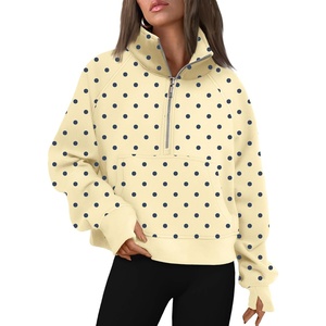 image:imageAUTOMET Womens Sweatshirts Half Zip Fleece Pullover Fall OutfitsPolka Yellow