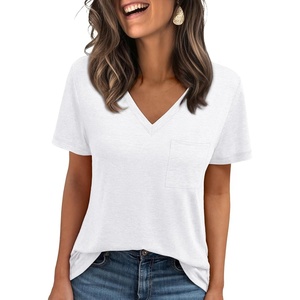 image:imageAUTOMET Womens V Neck Shirts Spring Short Sleeve Summer Tops with PocketsWhite