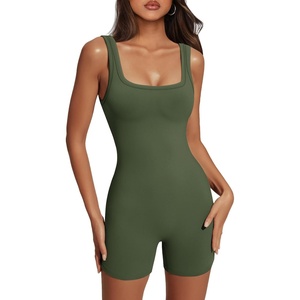 image:imageAUTOMET Womens Workout Romper Flattering Shaping Jumpsuit for Summer 2026Armygreen