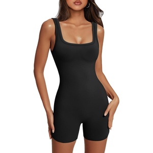 image:imageAUTOMET Womens Workout Romper Flattering Shaping Jumpsuit for Summer 2026Black