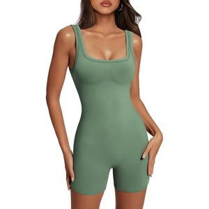 image:imageAUTOMET Womens Workout Romper Flattering Shaping Jumpsuit for Summer 2026Green