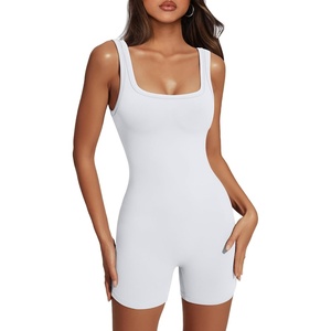 image:imageAUTOMET Womens Workout Romper Flattering Shaping Jumpsuit for Summer 2026White
