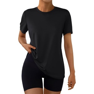image:imageAUTOMET Womens Workout Shirts Short Sleeve Tops for Running Hiking Gym AthleticBlack