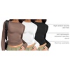 image:imageAUTOMET 3 Pack Womens Long Sleeve Basic Shirts Underscrub Compression TopsBlack white coffee Gray