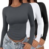 image:imageAUTOMET 3 Pack Womens Long Sleeve Basic Shirts Underscrub Compression TopsBlack white gray
