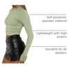 image:imageAUTOMET 3 Pack Womens Long Sleeve Basic Shirts Underscrub Compression TopsBlack white light Green