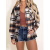 image:imageAUTOMET Shackets for Women Plaid Flannel ShirtsOrangewhite