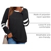 image:imageAUTOMET Womens Color Block Long Sleeve Shirts Oversized Crewneck Casual TopBlack
