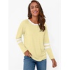 image:imageAUTOMET Womens Color Block Long Sleeve Shirts Oversized Crewneck Casual TopButter Yellow
