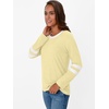 image:imageAUTOMET Womens Color Block Long Sleeve Shirts Oversized Crewneck Casual TopButter Yellow