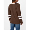 image:imageAUTOMET Womens Color Block Long Sleeve Shirts Oversized Crewneck Casual TopChocolate Brown