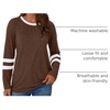 image:imageAUTOMET Womens Color Block Long Sleeve Shirts Oversized Crewneck Casual TopChocolate Brown