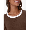 image:imageAUTOMET Womens Color Block Long Sleeve Shirts Oversized Crewneck Casual TopChocolate Brown
