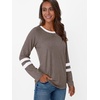 image:imageAUTOMET Womens Color Block Long Sleeve Shirts Oversized Crewneck Casual TopCoffeegrey