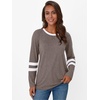 image:imageAUTOMET Womens Color Block Long Sleeve Shirts Oversized Crewneck Casual TopCoffeegrey