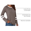 image:imageAUTOMET Womens Color Block Long Sleeve Shirts Oversized Crewneck Casual TopCoffeegrey
