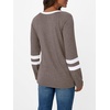 image:imageAUTOMET Womens Color Block Long Sleeve Shirts Oversized Crewneck Casual TopCoffeegrey