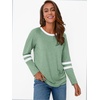 image:imageAUTOMET Womens Color Block Long Sleeve Shirts Oversized Crewneck Casual TopLightgreen