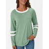 image:imageAUTOMET Womens Color Block Long Sleeve Shirts Oversized Crewneck Casual TopLightgreen