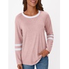image:imageAUTOMET Womens Color Block Long Sleeve Shirts Oversized Crewneck Casual TopPink