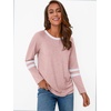 image:imageAUTOMET Womens Color Block Long Sleeve Shirts Oversized Crewneck Casual TopPink