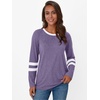image:imageAUTOMET Womens Color Block Long Sleeve Shirts Oversized Crewneck Casual TopPurple