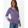 image:imageAUTOMET Womens Color Block Long Sleeve Shirts Oversized Crewneck Casual TopPurple