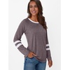 image:imageAUTOMET Womens Color Block Long Sleeve Shirts Oversized Crewneck Casual TopRosetaupe