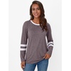 image:imageAUTOMET Womens Color Block Long Sleeve Shirts Oversized Crewneck Casual TopRosetaupe