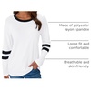 image:imageAUTOMET Womens Color Block Long Sleeve Shirts Oversized Crewneck Casual TopWhite