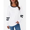 image:imageAUTOMET Womens Color Block Long Sleeve Shirts Oversized Crewneck Casual TopWhite