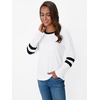 image:imageAUTOMET Womens Color Block Long Sleeve Shirts Oversized Crewneck Casual TopWhite