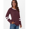 image:imageAUTOMET Womens Color Block Long Sleeve Shirts Oversized Crewneck Casual TopWinered
