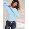 image:imageAUTOMET Womens Crew Neck Long Sleeve Shirts Compression Underscrubs TopsBaby Blue