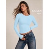 image:imageAUTOMET Womens Crew Neck Long Sleeve Shirts Compression Underscrubs TopsBaby Blue