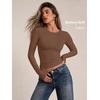 image:imageAUTOMET Womens Crew Neck Long Sleeve Shirts Compression Underscrubs TopsBrown