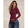 image:imageAUTOMET Womens Crew Neck Long Sleeve Shirts Compression Underscrubs TopsBurgundy